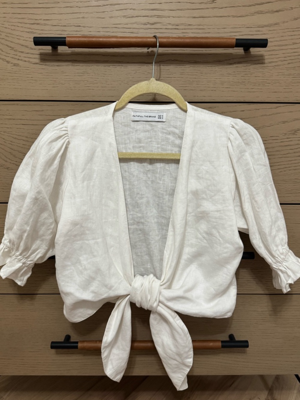 REVOLVE | Faithfull the Brand | Jamais Wrap Top white linen - Picture 8 of 14